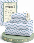 LANE LINEN King Sheets - 100% Organic Cotton Percale Bedding Set | Soft, Comfy & Temperature Regulating - Chevron Design