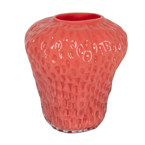 Creative Co-Op Round Glass Strawberry Shaped Vase, Pink