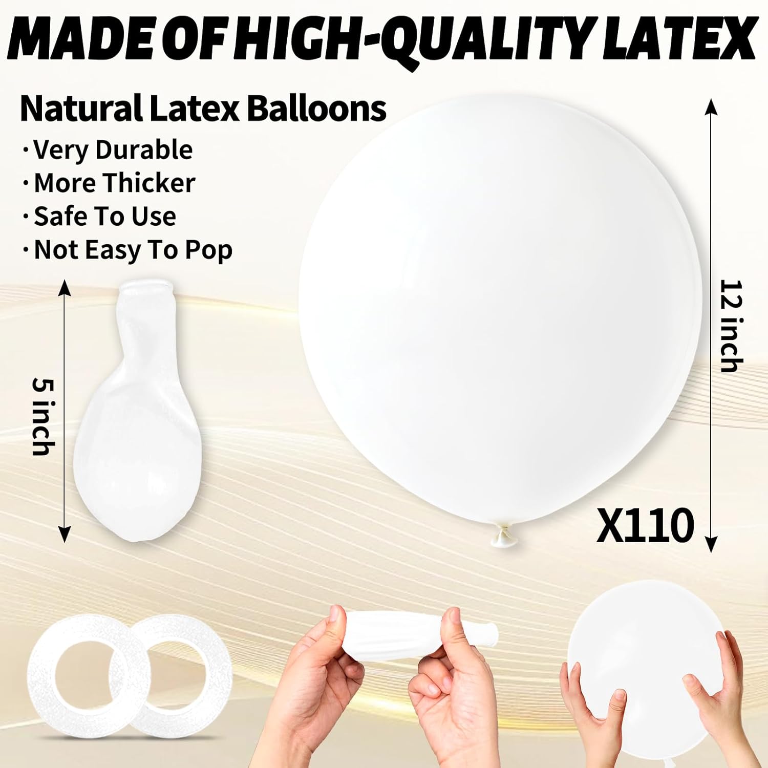 White Latex Balloons by [Brand Name] - 110pcs 12-Inch for Wedding, Engagement & Bridal Shower Decor