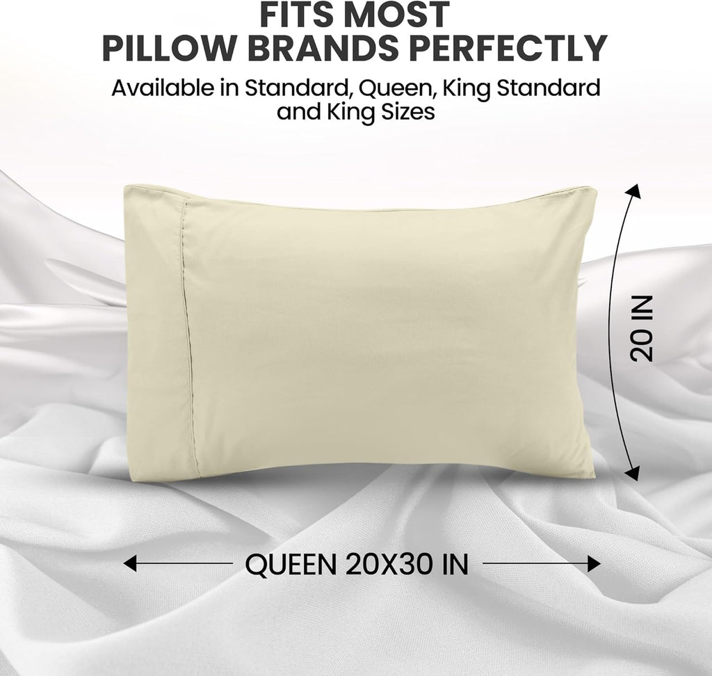 Utopia Bedding Queen Pillow Cases - Soft Brushed Microfiber - 2 Pack, Envelope Closure, Ivory 20x30 Inches