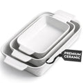 MIAMIO - Casserole Dish Set of 3 / Ceramic Rectangular Baking Pan, 3-Piece Stackable Bakeware Sets, 3.2 Quart - Dishwasher and Oven Safe - Palmanova Collection