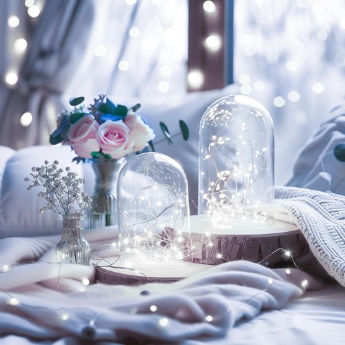Minetom Fairy Lights - 100 LEDs 33 Ft Waterproof Starry String Lights on Silver Wire | Pure White for Parties & Weddings