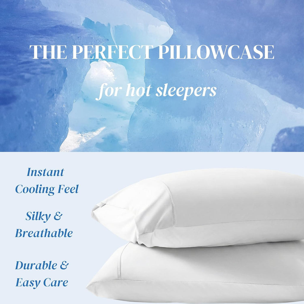 Beckham Hotel Collection Bed Pillows - Soft Down Alternative with Cooling Pillowcases | Queen Size Set of 2, White
