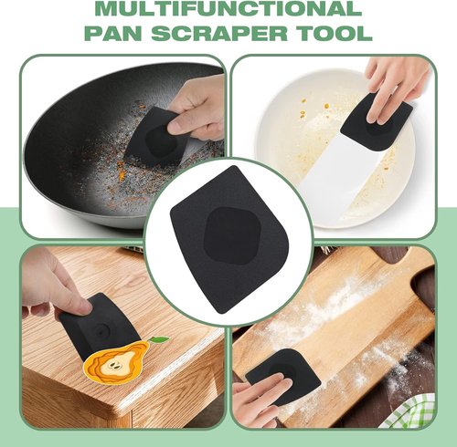 Cast Iron Scrubber - 316 Chainmail Cleaner for Pans & Skillets | Dishwasher Safe, Black