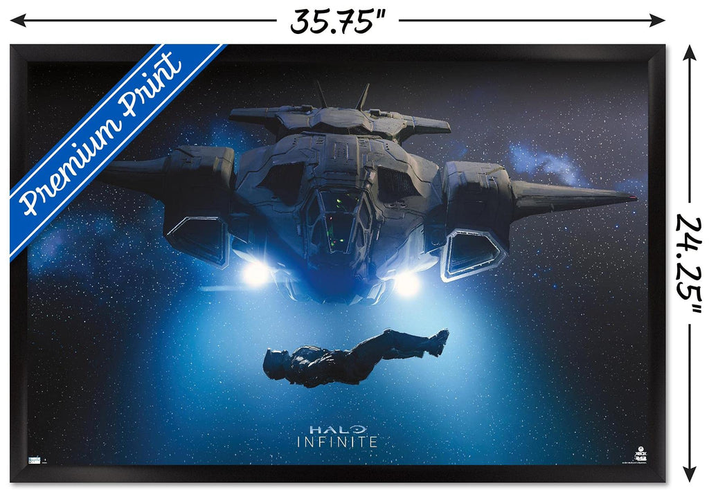 Halo Infinite - Master Chief in Space Wall Poster, 34L" x 22.4W", Black Framed Version