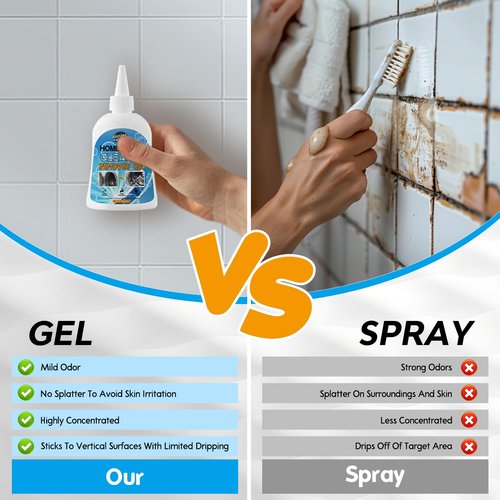 Mold Stain Remover Gel, Washing Machine Gasket Cleaner for Front Loader Washer Rubber Seal Home Stain Removal Gel for Grout, Caulk, Refrigerator, Shower, Bathtub, Bathroom Cleaning Solution (8 Fl Oz)