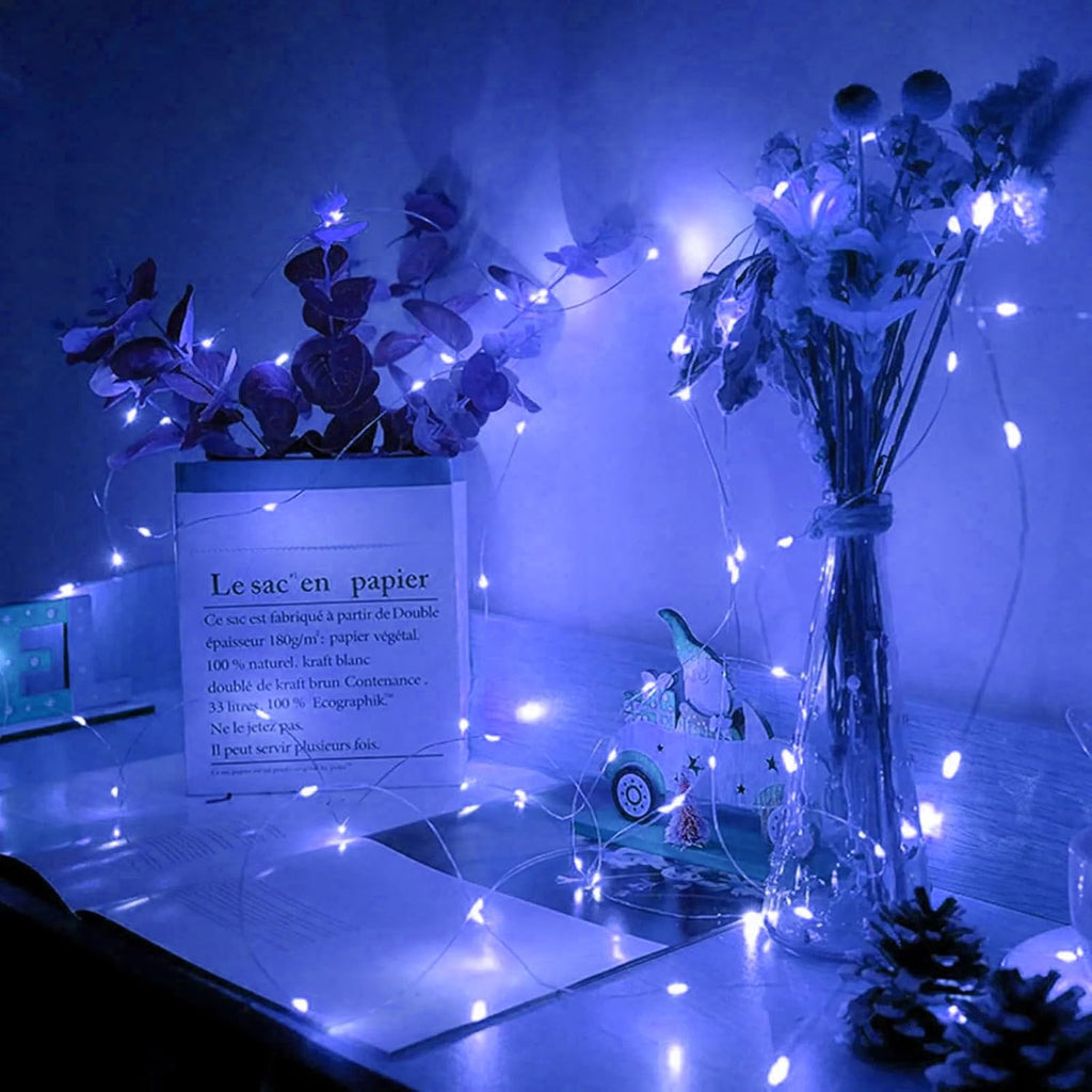 Blue Fairy Lights by [Brand Name] - 50 Pack 7Ft 20 LED Twinkle String Lights | Battery Operated & Waterproof for Weddings, Parties, and Holidays