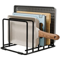 WUGEUSCH Kitchen Pan Organizer and Pot Rack, 5-Slot Steel Holder for Thin Pans, Baking Trays, and Cutting Boards - Space-Saving Storage