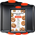 Premium Non-Stick Baking Sheets Set of 3 - Deluxe BPA-Free, Easy-Clean Racks with Silicone Handles | Perfect for Cookies and Pastries