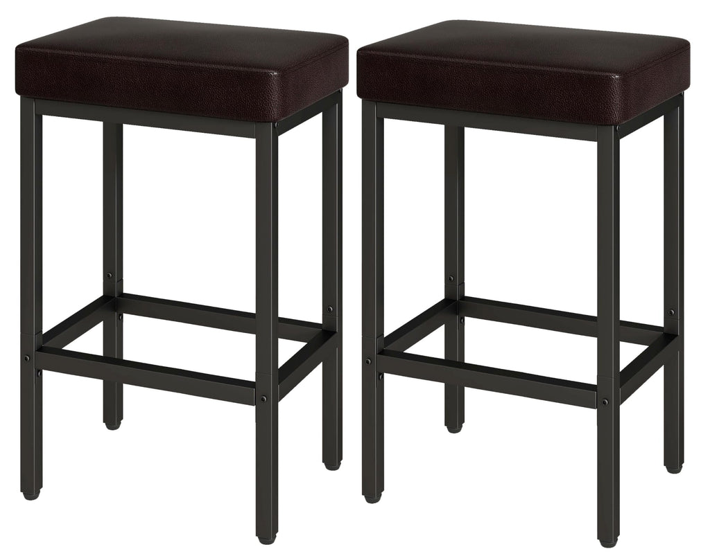YMYNY 26 Inch Counter Height Bar Stools Set of 2, Dark Brown Modern Kitchen Barstools with Metal Leg, Bar Stool Chairs for Kitchen Island Counter Breakfast Bars Living Room Party, UHBS513K