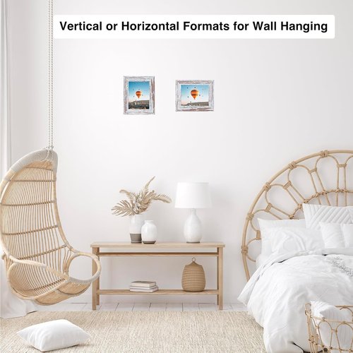 JCJMY 3x4 Picture Frame - Rustic White Wall Mount or Tabletop Display | Shatter-Resistant Plexiglass