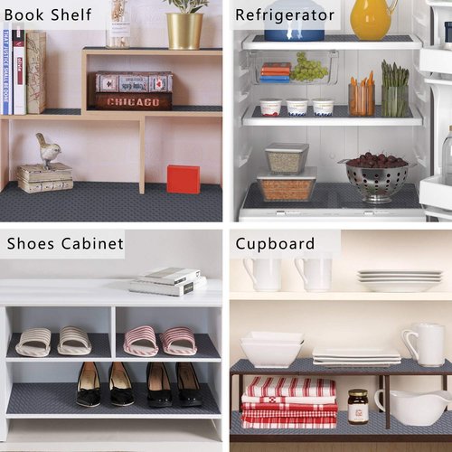 HooTown Shelf Liner Kitchen Cabinet Drawer Mats 23.6 Inch Wide x 393.7 Inch Long, Non Stick EVA Plastic Trimmable Pantry Closet, Cupboard, Drawer Mat, Gray