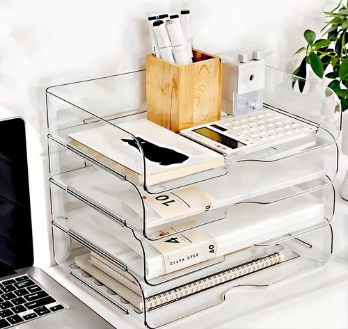 DCA Large Capacity Desk Organizer - 4 Tier Stackable File Organizer for Home, Office & School