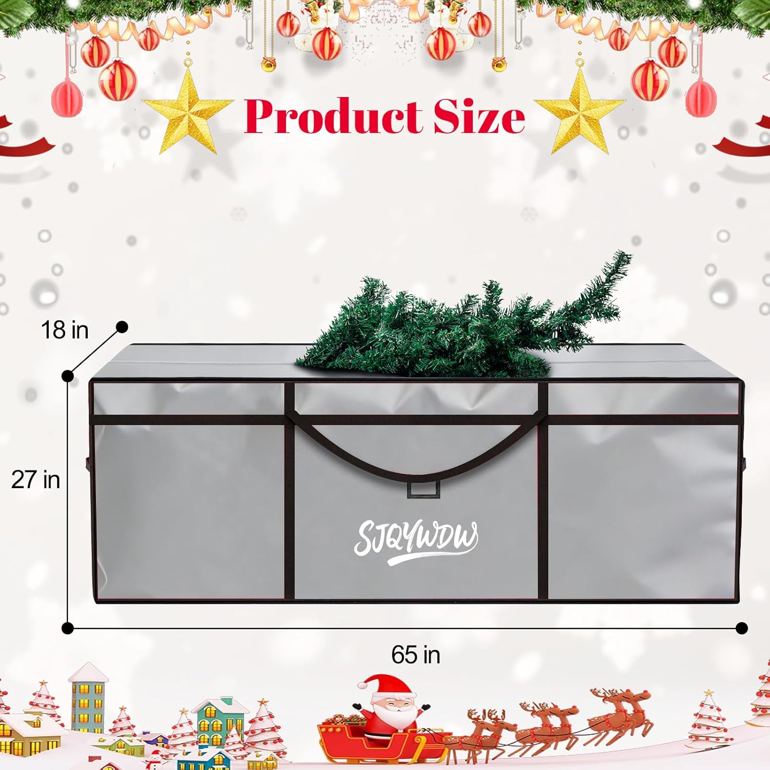 Skiennix Christmas Tree Storage Bag - 9 Ft Heavy Duty 600D Oxford Cloth with Double Zippers & Mesh Bags | Gray