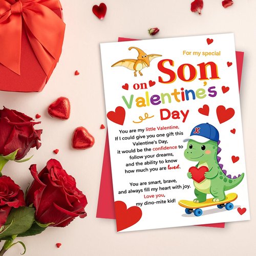 uugtcard Dinosaur Valentines Day Card for Son, Valentines Day Gift for Son from Mom