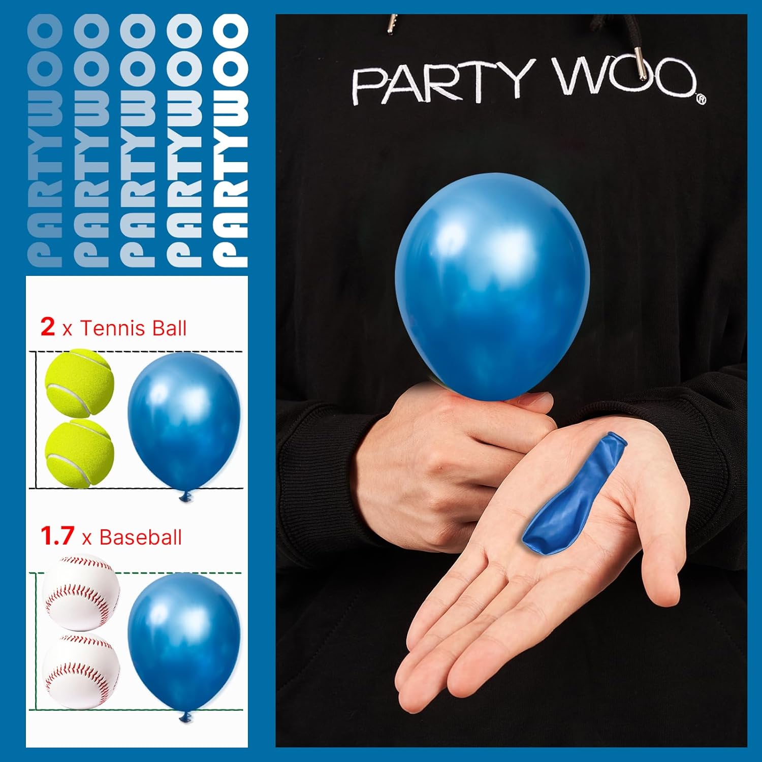 PartyWoo Metallic Blue Balloons - 100 Pack of 5-Inch Mini Chrome Latex for Weddings & Parties
