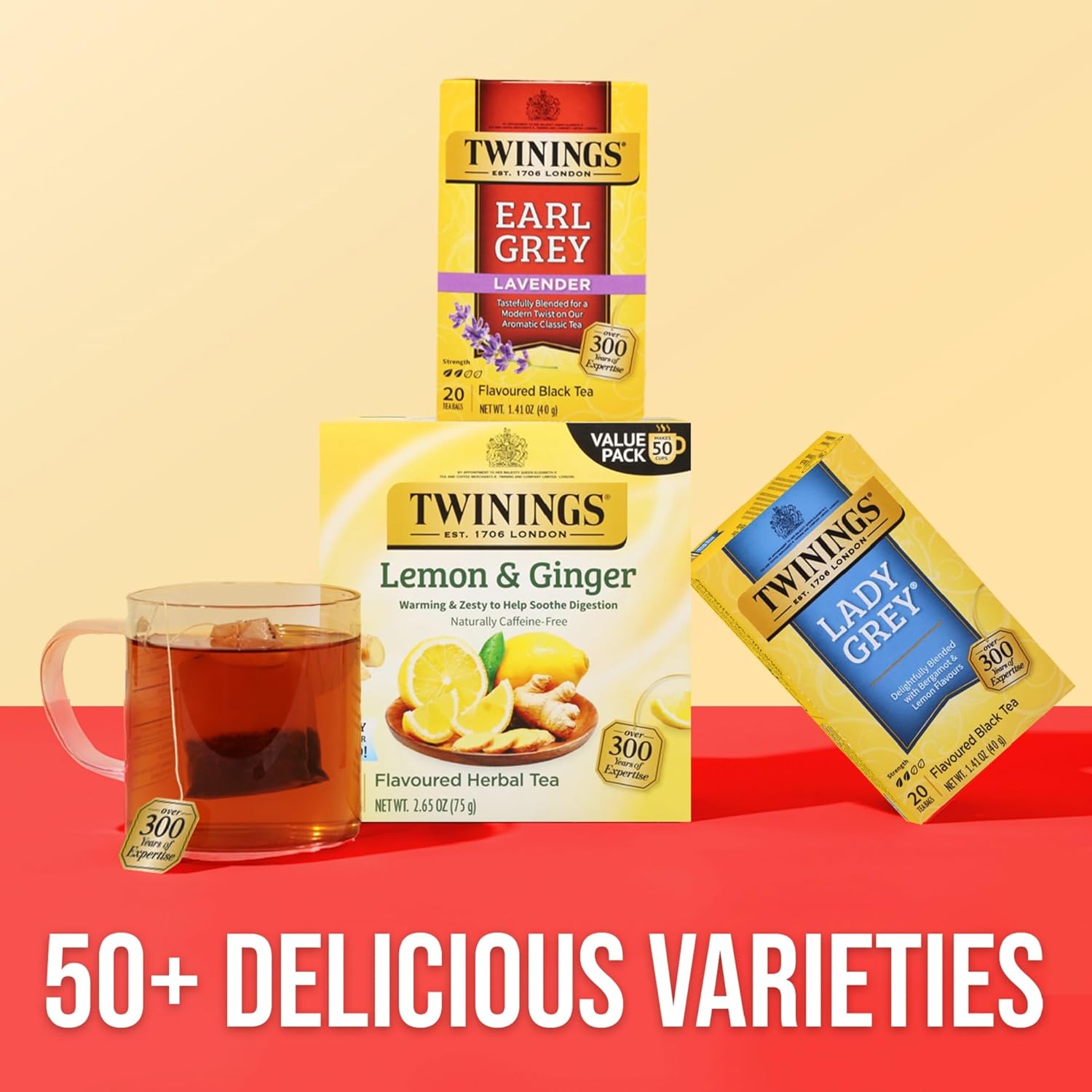 Twinings Earl Grey Lavender Black Tea - Citrus & Bergamot Flavor, 20 Individually Wrapped Teabags