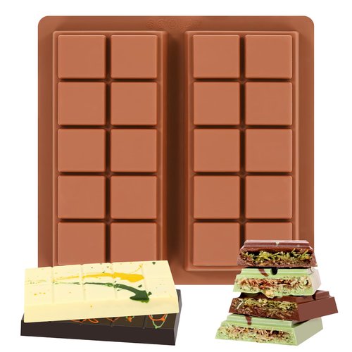 Fimary Dubai Chocolate Molds 1 Inch Deep, Silicone Chocolate Bar Mold – Non-Stick, Flexible, Large and Thick Homemade Chocolates, Candies, and Desserts - Set of 1