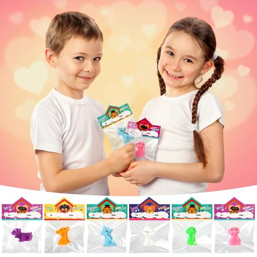 Soulchen 20 Pack Dog Valentines Day Card Gifts for Kids Classroom Puppy Valentines Cards with Squeeze Dog Toys Classroom Squeeze Exchange Gift for School Boys Girls Goody Bag Prize Rewards Favors