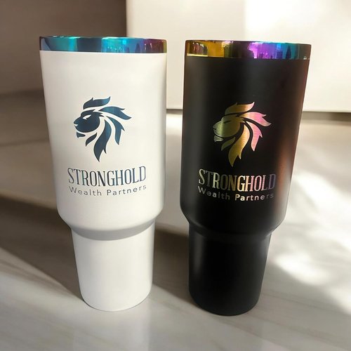 Makerflo 40 Oz Rainbow Plated Black Powder Coated Tumbler - Ideal for Crafting & Personalization | Pack of 25