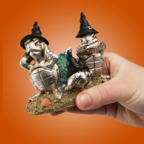 Needzo Turtle Figurine - Hear See Speak No Evil Halloween Decoration | 4.5 x 4 Inches
