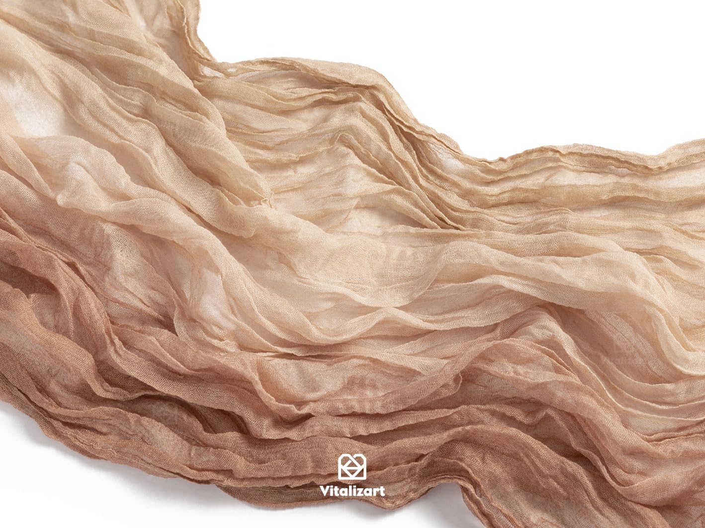Vitalizart Cheesecloth Table Runner - 10ft Rustic Boho Decor in Light Nude White for Weddings & Events