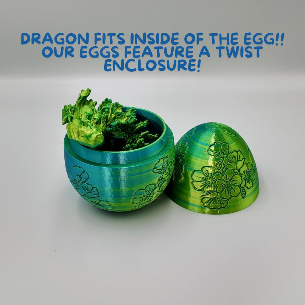 Skiennix Surprise Cherry Blossom Dragon Egg - 14" Articulating Joints | Stress Relief & Mystery Enclosure (Blue/Yellow)