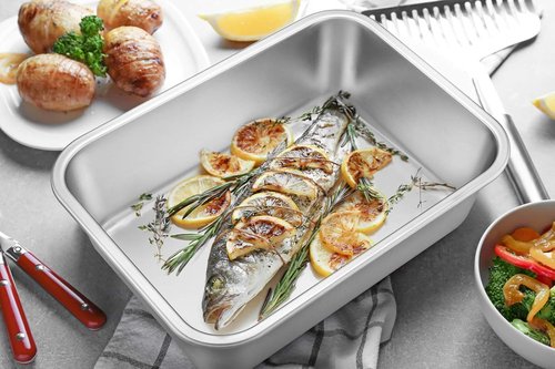 E-far Lasagna Pan Set - Deep Stainless Steel Baking Pans, 12.75 x 10 x 3.2 Inches, Non-Toxic & Dishwasher Safe