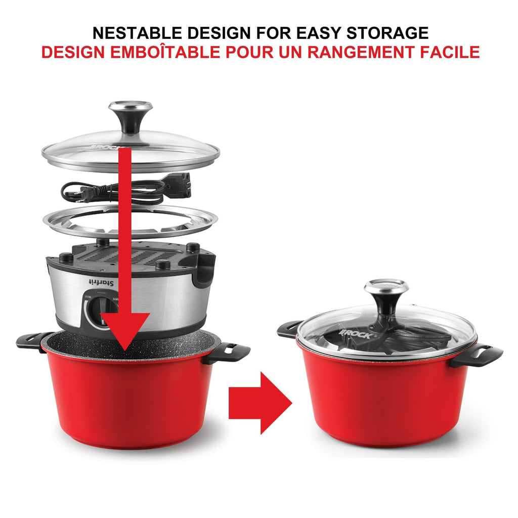 Starfrit The Rock Electric Fondue 13PC Set - 3L - Nestable Components - Quick Release Magnetic Cord - 1500W