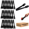 ICHROSAYA 24 Pieces Plastic Serving Tongs, Scalloped Grip Disposable Salad Tongs, 9" Heavy-Duty Serving Utensils, BPA-Free, Perfect for Buffets, BBQ, Parties & Catering Ice Food, Black