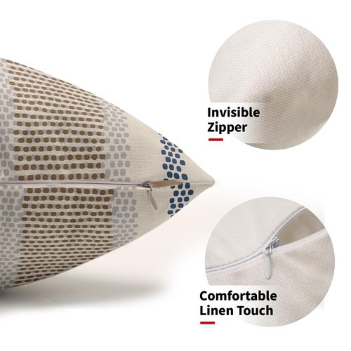 Brown Blue Pillow Covers 12x20 Set of 2 Gray Grey Dot Print Striped Lumbar Rectangle Decorative Outdoor Pillowcases Boho Rustic Farmhouse Decorative Throw Cushion Case Decor for Couch Sofa Bed