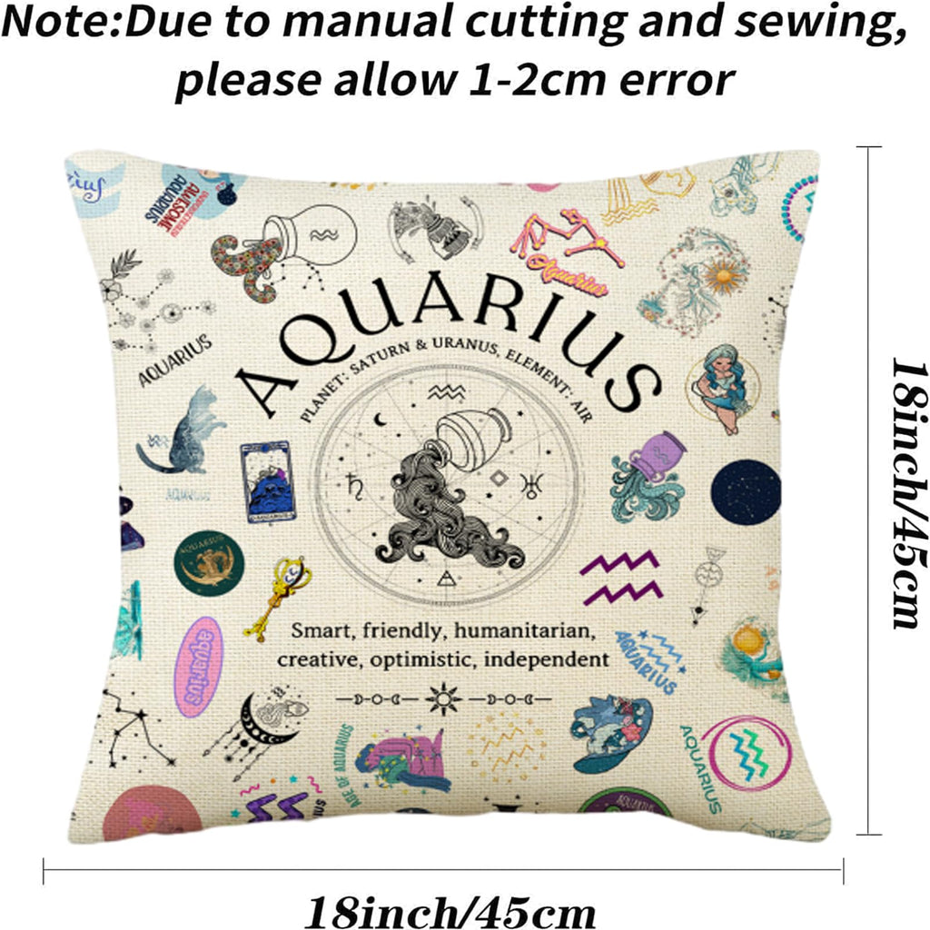 TOTEVOL Aquarius Pillow Cover 18x18, Zodiac Constellation Throw Pillow Covers for Women, Unique Astrology Gifts, Birthday Gift for Aquarius Women & Astrology Lovers