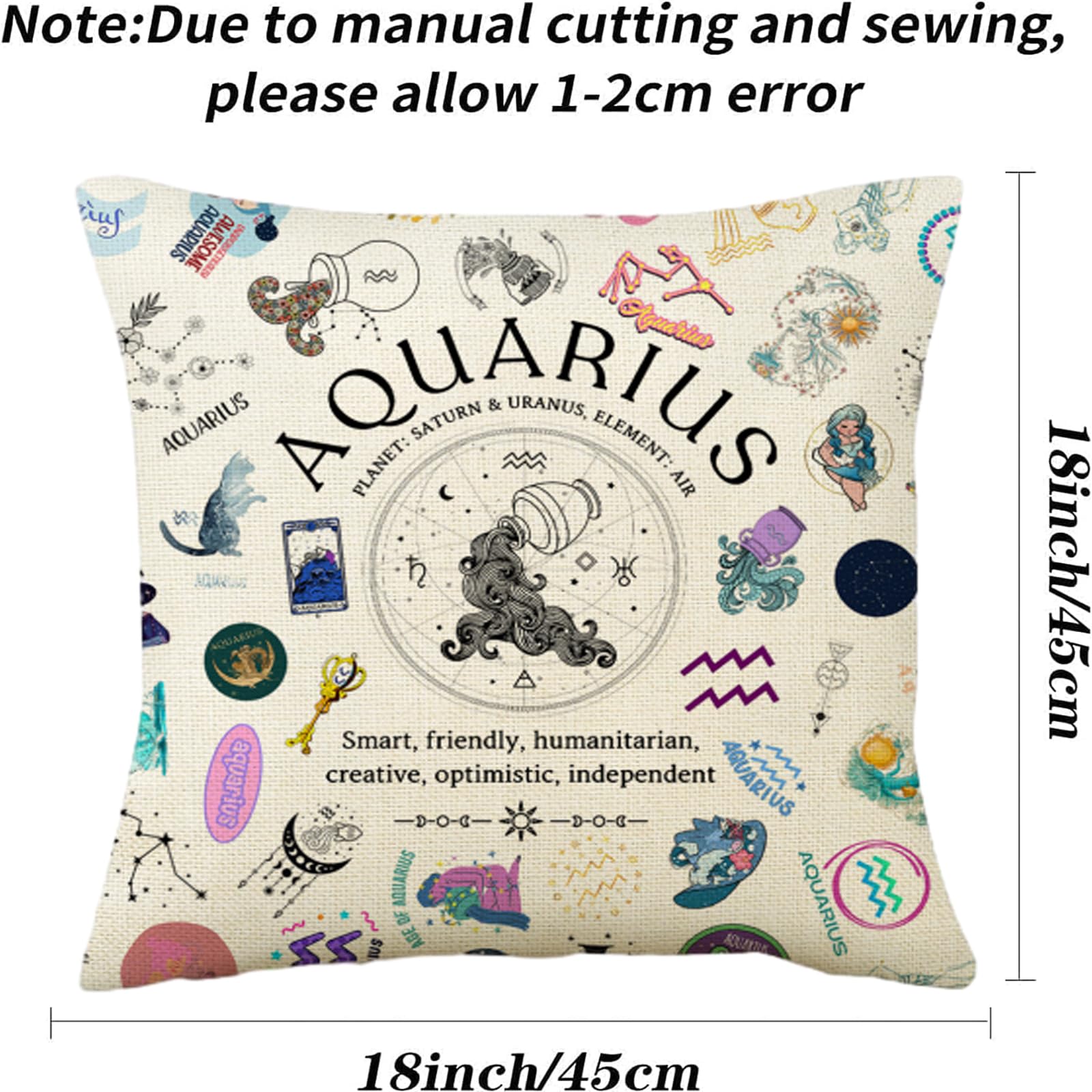 TOTEVOL Aquarius Pillow Cover 18x18, Zodiac Constellation Throw Pillow Covers for Women, Unique Astrology Gifts, Birthday Gift for Aquarius Women & Astrology Lovers