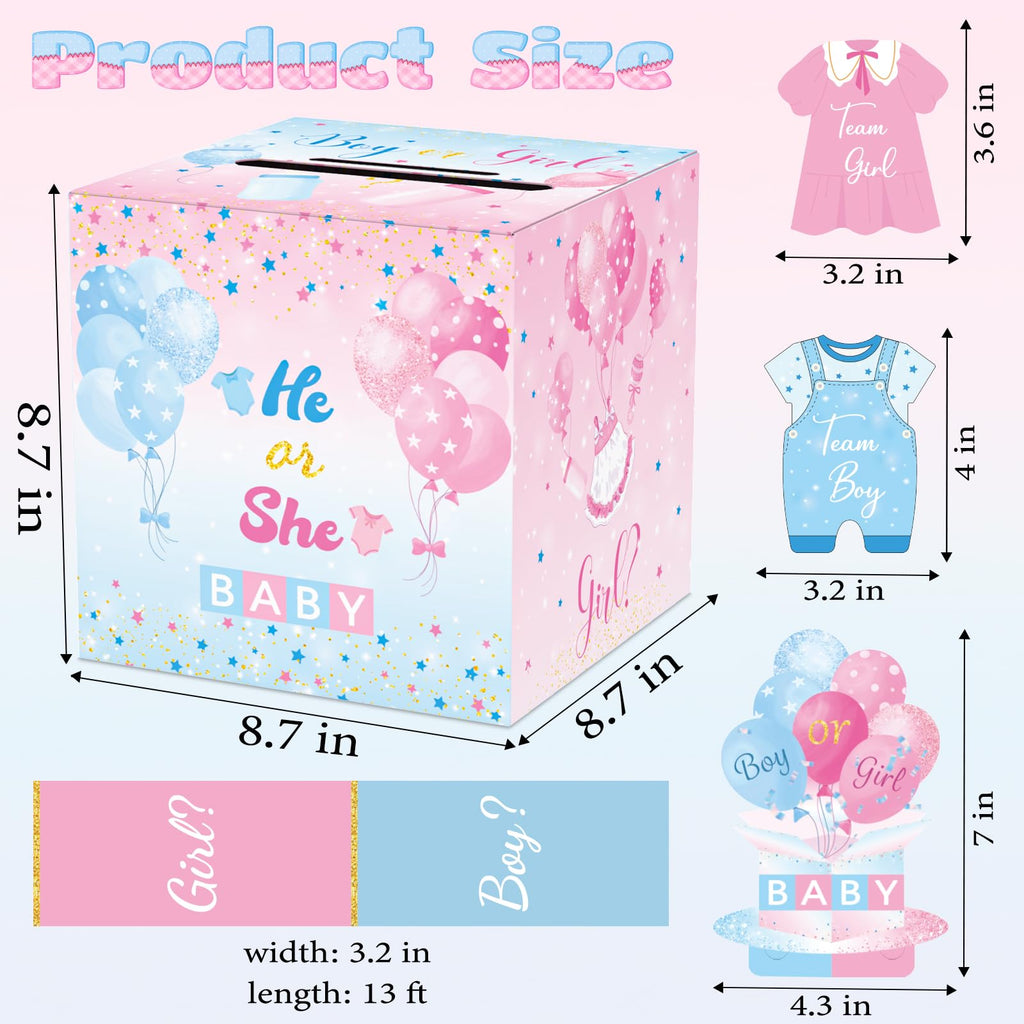 WNINK Baby Gender Reveal Pull Out Game with Voting Box, Gender Reveal Games, Fun Baby Shower Activity Keepsake, 50 Ballot Cards Boy or Girl Voting Box, Boy or Girl Party Supplies