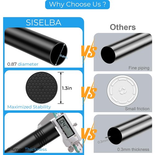 SISELBA Adjustable Tension Curtain Rod 30 to 64 inches, Spring Curtain Rod for Windows Tension Rod No Drill, Spring Tension Curtain Rod for Window, Bathroom, Doorway, Black