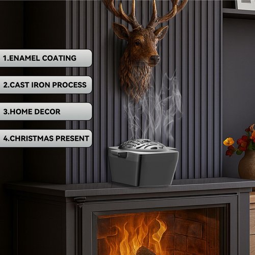 KAPWALL Enameled Cast Iron Wood Stove Steamer, Elk Fireplace Humidifier, 2.7 Quart Capacity, Matte Exterior with Glossy Interior, Wood Stove & Fireplace Accessories for Decoration, Holiday &