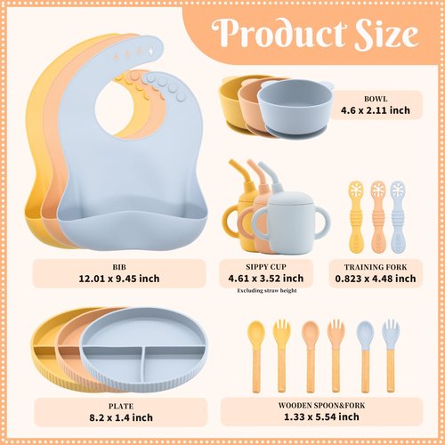 CHCC Silicone Baby Feeding Set 21 Pcs, Baby Led Weaning Supplies, Baby Feeding Supplies Set BPA Free, Essentials for Newborn Gift Mixed