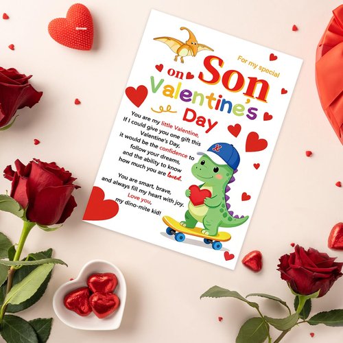 uugtcard Dinosaur Valentines Day Card for Son, Valentines Day Gift for Son from Mom