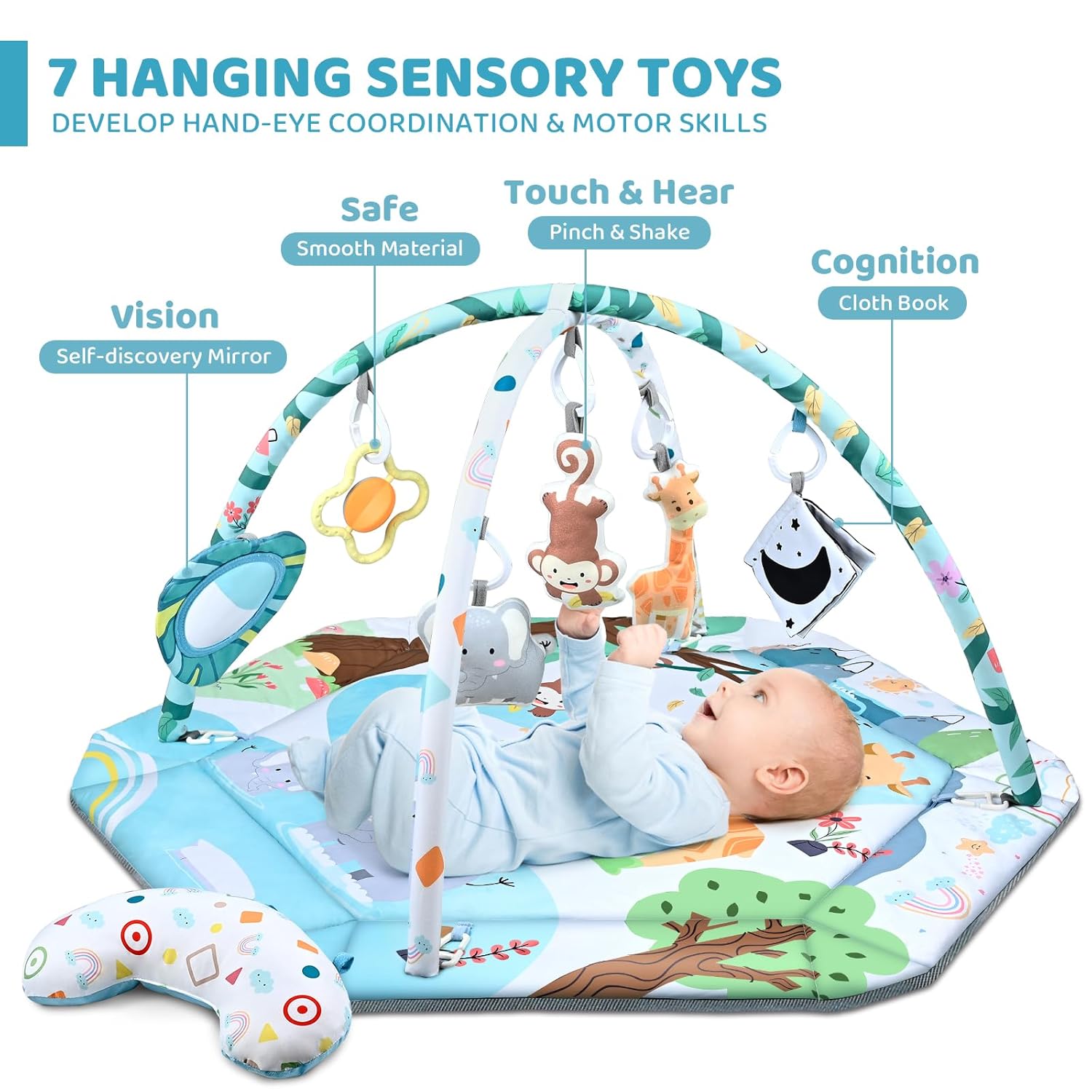 Skiennix Baby Gym Play Mat - 8-in-1 Tummy Time & Ball Pit | Washable Activity Mat for Sensory Development