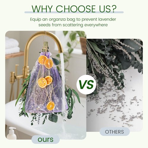 DomeStar Eucalyptus for Shower with Lavender, 15–17'' Mixed Stems (1 Pack) – Dried Orange Slices & Hook, Bathroom Hanging Decor, Spa Gift, DIY Christmas Wreath/Sachet