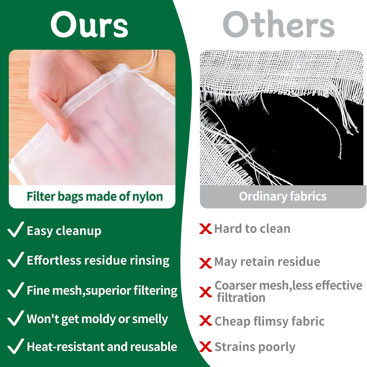 uadbau 6 Pcs Nut Milk Bag 12 x 8 Inch Yogurt Strainer 200 Mesh Cheese Cloth Bag for Straining Reusable Fine Mesh Strainer for Filtering Yogurt Juice Coffee Tofu Tea Cheese