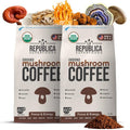 La Republica Organic Mushroom Coffee Ground 2-Pack (120 servings) made w/Shade Grown Arabica Coffee Beans, Lion's Mane, Reishi, Chaga, Cordyceps, Turkey Tail & More I USDA Non-GMO Fairtrade Low Acid