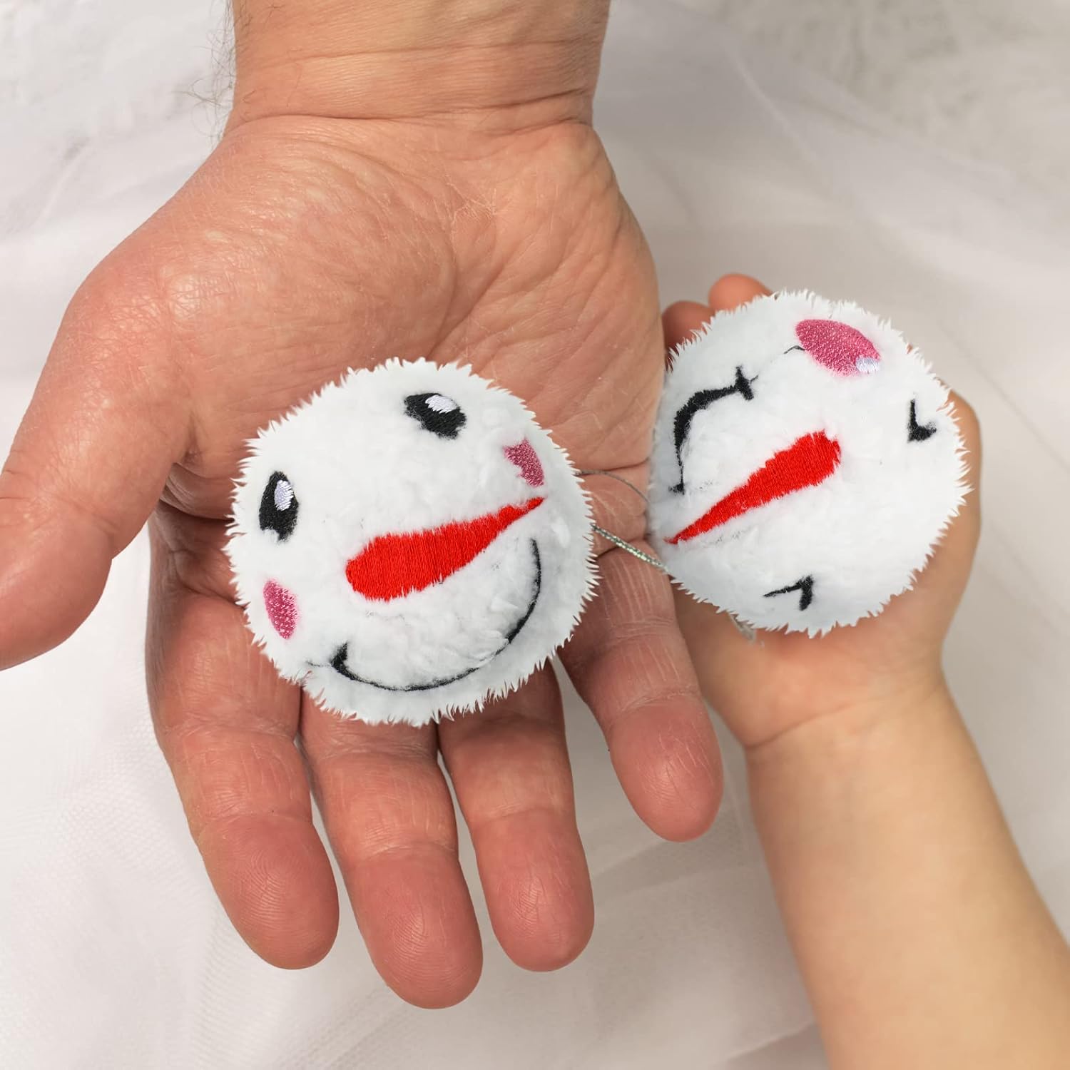 Skiennix 48-Pack Christmas Snowballs - 2.4-Inch Plush Snowman Balls for Indoor Winter Decor | 2 Styles Included