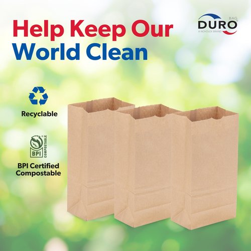 Duro 6# Brown Paper Lunch Bags 500 Count - Bulk Disposable Paper Sacks, Dubl Life SOS Brown Bag for Candy, Snacks & Treats - 6.00 x3.62 x 11.06 Inches