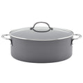 Rachael Ray 80090 Professional Hard Anodized Nonstick Cookware Oval Pasta Pot/Braiser, 8 Quart - Gray