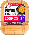 Air Fryer Liners - 200 Pcs Non-Stick Disposable Parchment Paper | 8.7" Square for Baking & Roasting