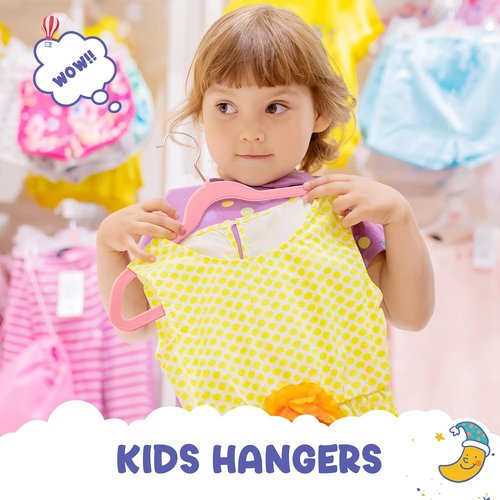 HOUSE DAY Velvet Kids Hangers - 60 Pack Premium Non-Slip 14 Inch Cute Childrens Closet Hangers | Blush Pink