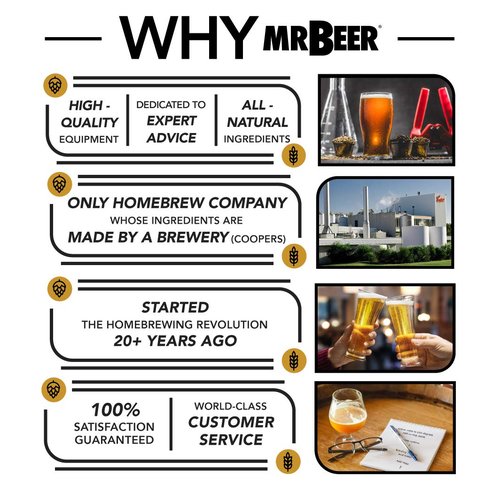 Mr. Beer - Craft Beer Making Kit 4 Gallon Complete DIY Home Brew Set Everything Included, Bottles, Refills Brew in 30 Minutes