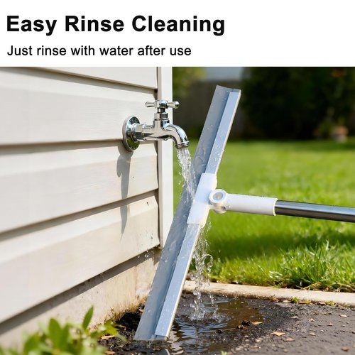 Purexa 19.7'' Large Floor Squeegee for Concrete Floor with 51''-58'' Telescoping Stainless Steel Handle, Squeegee Broom for Removing Water on Tile, Epoxy, Garage, Driveway, Patio