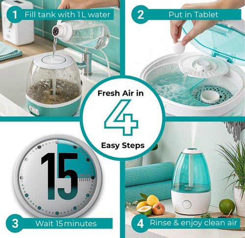 24 pack Humidifier Cleaning Tablets Diffuser Cleaner for Stains Residue & Mineral Deposits Improves Mist Flow & Device Care Simple Drop In Formula